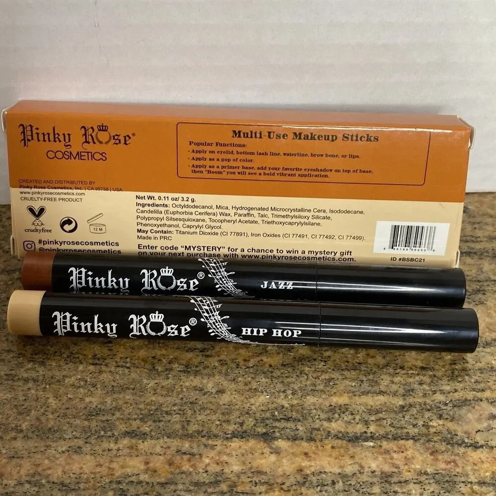 Pinky Rose Cosmetics Multi Use 2 Makeup Sticks Pump Your Bass Jazz Hip Hop NIB